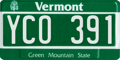 VT license plate YCO391