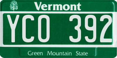 VT license plate YCO392