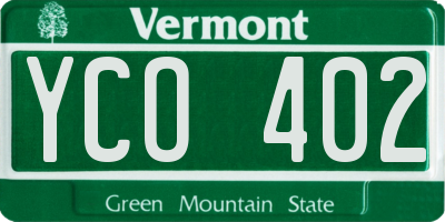 VT license plate YCO402