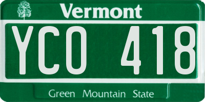 VT license plate YCO418