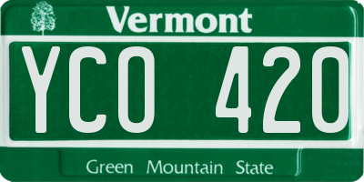 VT license plate YCO420