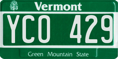 VT license plate YCO429