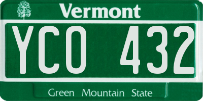 VT license plate YCO432