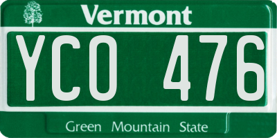 VT license plate YCO476