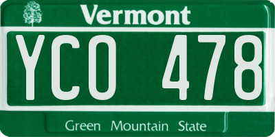 VT license plate YCO478