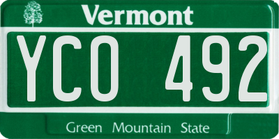 VT license plate YCO492