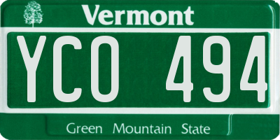 VT license plate YCO494