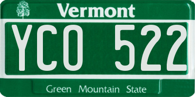 VT license plate YCO522