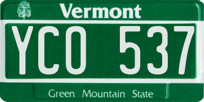 VT license plate YCO537
