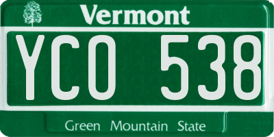 VT license plate YCO538