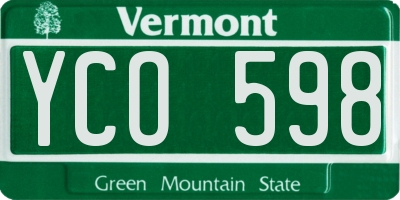 VT license plate YCO598