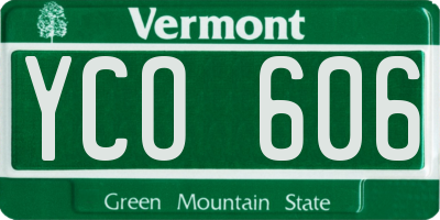 VT license plate YCO606
