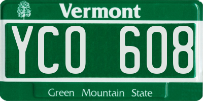 VT license plate YCO608