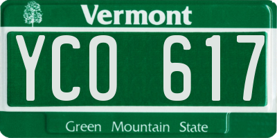 VT license plate YCO617