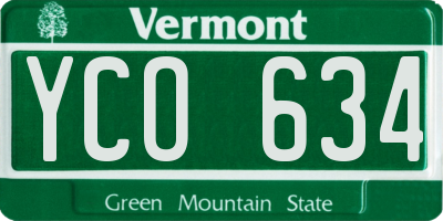VT license plate YCO634