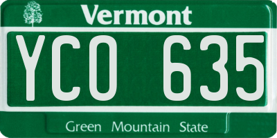 VT license plate YCO635