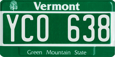 VT license plate YCO638