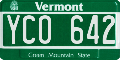 VT license plate YCO642