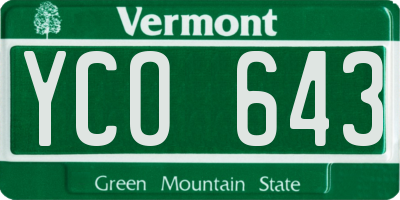 VT license plate YCO643