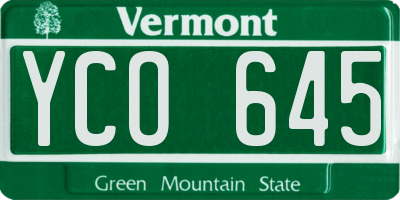 VT license plate YCO645