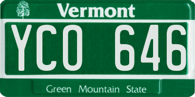 VT license plate YCO646