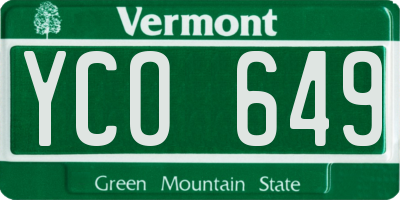 VT license plate YCO649