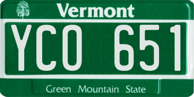VT license plate YCO651