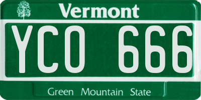 VT license plate YCO666