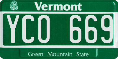 VT license plate YCO669