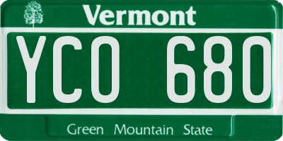 VT license plate YCO680