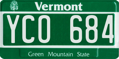 VT license plate YCO684