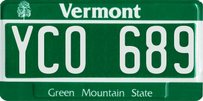 VT license plate YCO689
