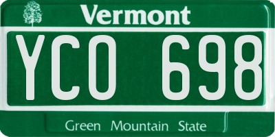 VT license plate YCO698