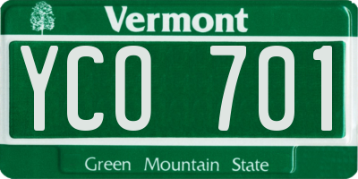 VT license plate YCO701