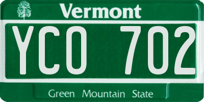 VT license plate YCO702