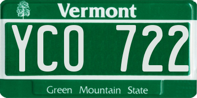 VT license plate YCO722