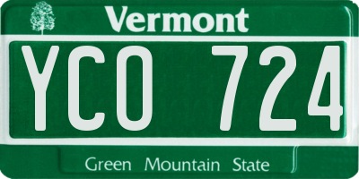 VT license plate YCO724