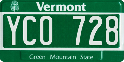 VT license plate YCO728