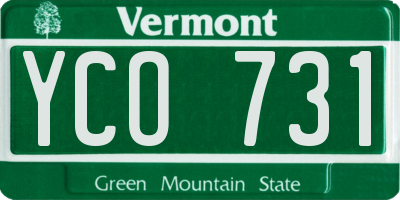 VT license plate YCO731