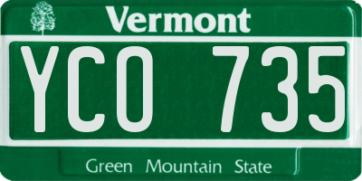 VT license plate YCO735