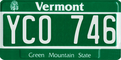 VT license plate YCO746