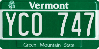 VT license plate YCO747