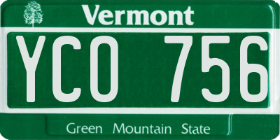 VT license plate YCO756