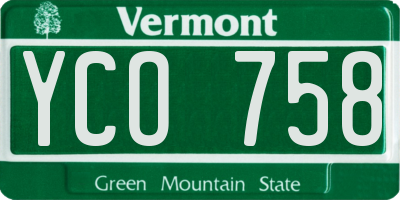 VT license plate YCO758