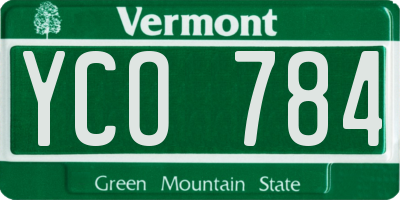 VT license plate YCO784
