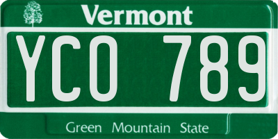 VT license plate YCO789