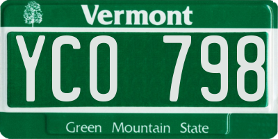 VT license plate YCO798