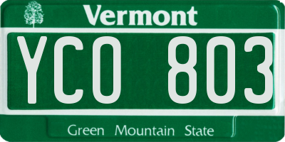 VT license plate YCO803