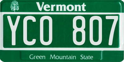 VT license plate YCO807