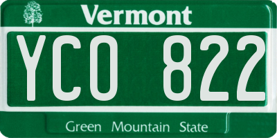 VT license plate YCO822